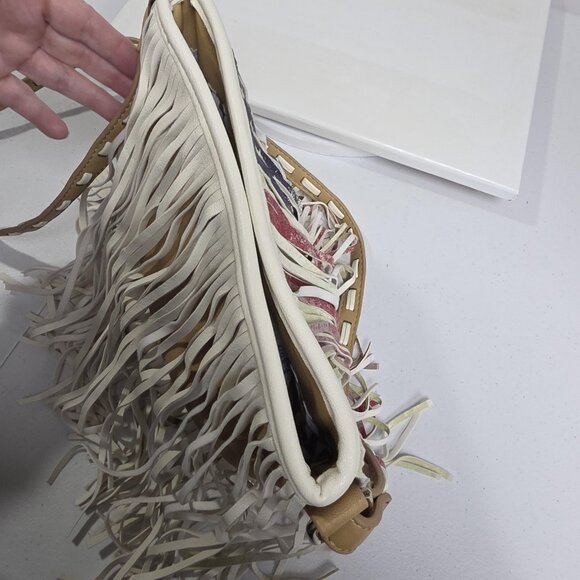 Steve Madden Crossbody Bag Womens American Flag Fringe Boho Western Tan Festival - Picture 6 of 9